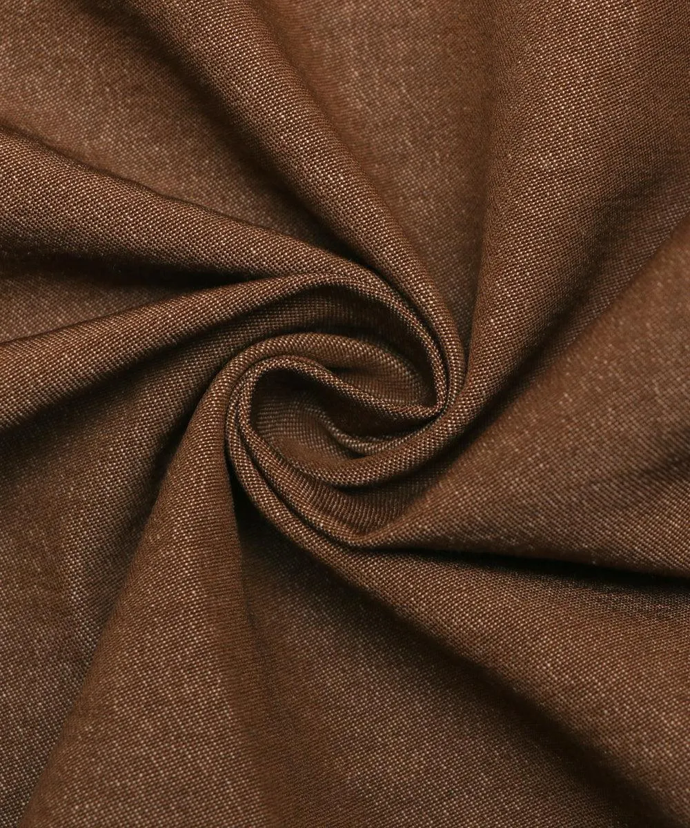 Earthy Brown Colour Plain Denim Lycra Fabric