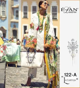 Elan Lawn Dresses - Embroidered Silk Dupatta - Replica - Unstitched