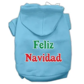 Feliz Navidad Screen Print Pet Hoodies Baby Blue XXL (18)