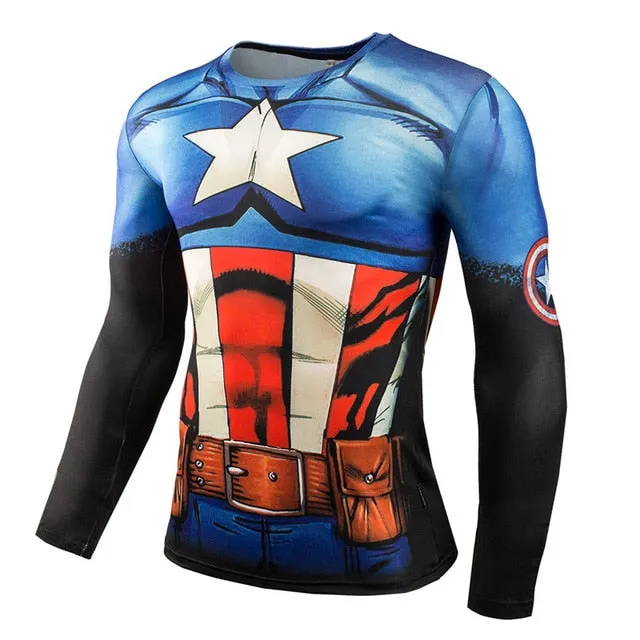 FITNESS MMA COMPRESSION SHIRT MEN ANIME BODYBUILDING LONG SLEEVE WORKOUT 3D T SHIRT TOPS TEES