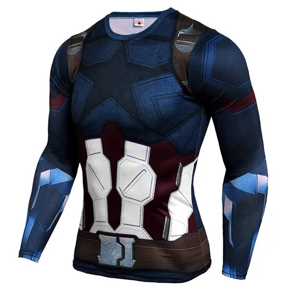 FITNESS MMA COMPRESSION SHIRT MEN ANIME BODYBUILDING LONG SLEEVE WORKOUT 3D T SHIRT TOPS TEES