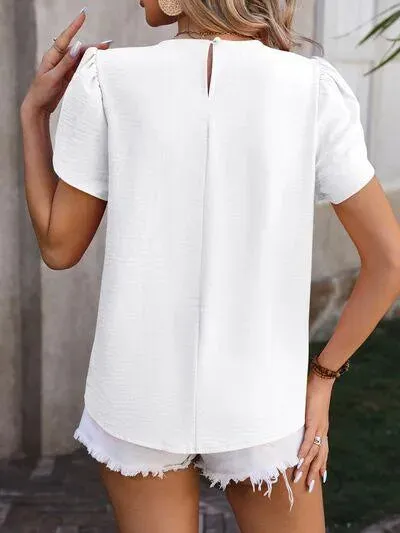 Flattering Ruched Blouse with Petal Sleeves | Stylish Women's Fashion