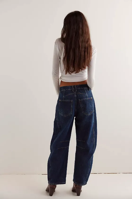 fp good luck mid rise barrel jean