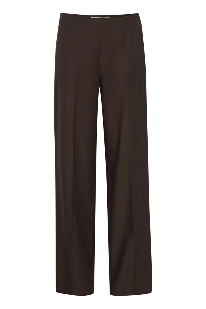 Fransa Brown Dressy straight leg trousers with side zip