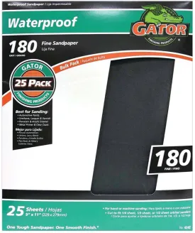 Gator 3284 Sanding Sheet, 11 in L, 9 in W, 180 Grit, Silicone Carbide Abrasive :EA: QUANTITY: 25