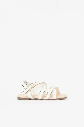 Girls White Crossover Strap Sandal