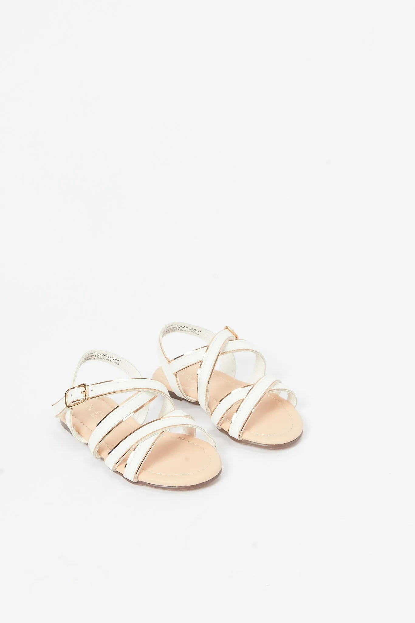 Girls White Crossover Strap Sandal