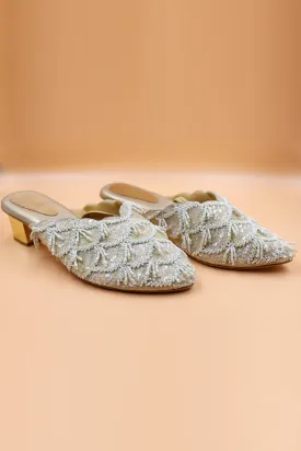 Gold Zardosi Embroidered Mules