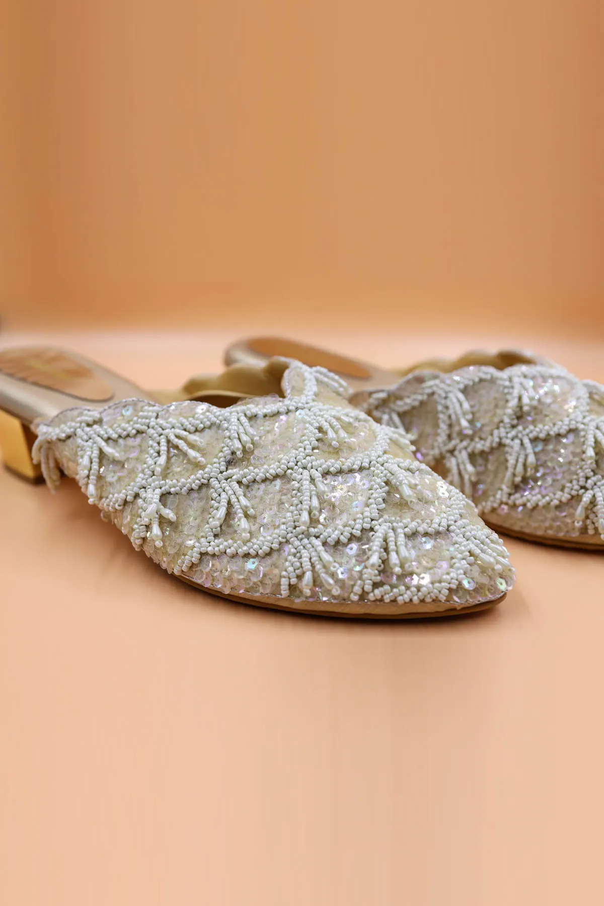 Gold Zardosi Embroidered Mules