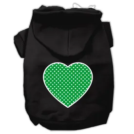 Green Swiss Dot Heart Screen Print Pet Hoodies Black Size Sm (10)