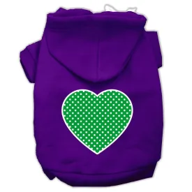 Green Swiss Dot Heart Screen Print Pet Hoodies Purple Size Lg (14)