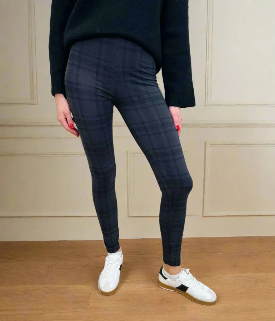 Grey Checked Printed Leggings