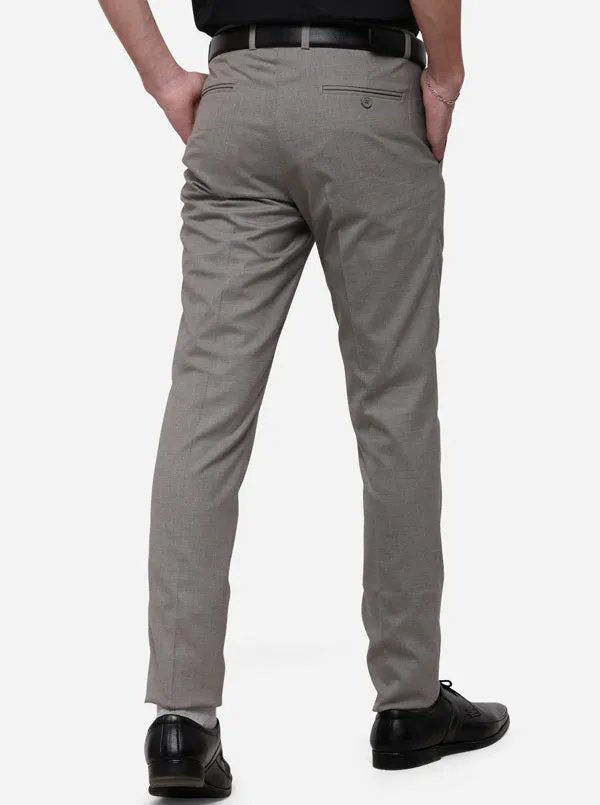 Grey Solid Super Slim Fit Formal Trouser | Greenfibre