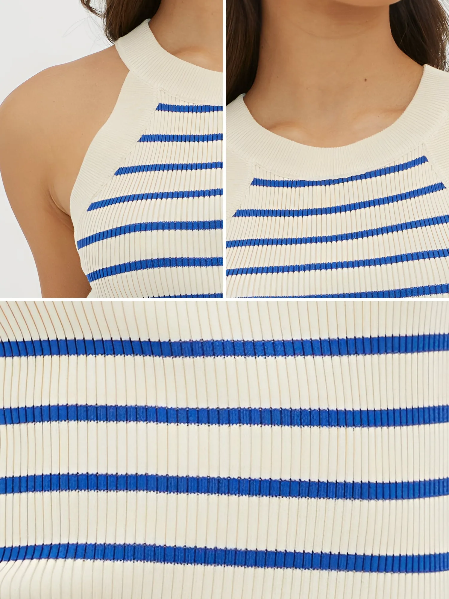 Halter Sleeveless Striped knitted Casual Tops