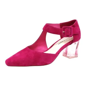 Happie Fuchsia Suede Heels