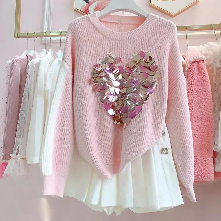 Heart Embellished Sweaters