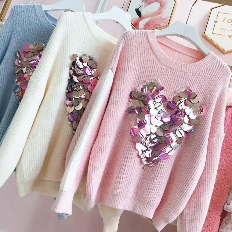 Heart Embellished Sweaters