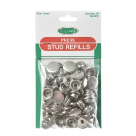 Heavy Duty Press Stud Size 15mm, Silver- 20pk