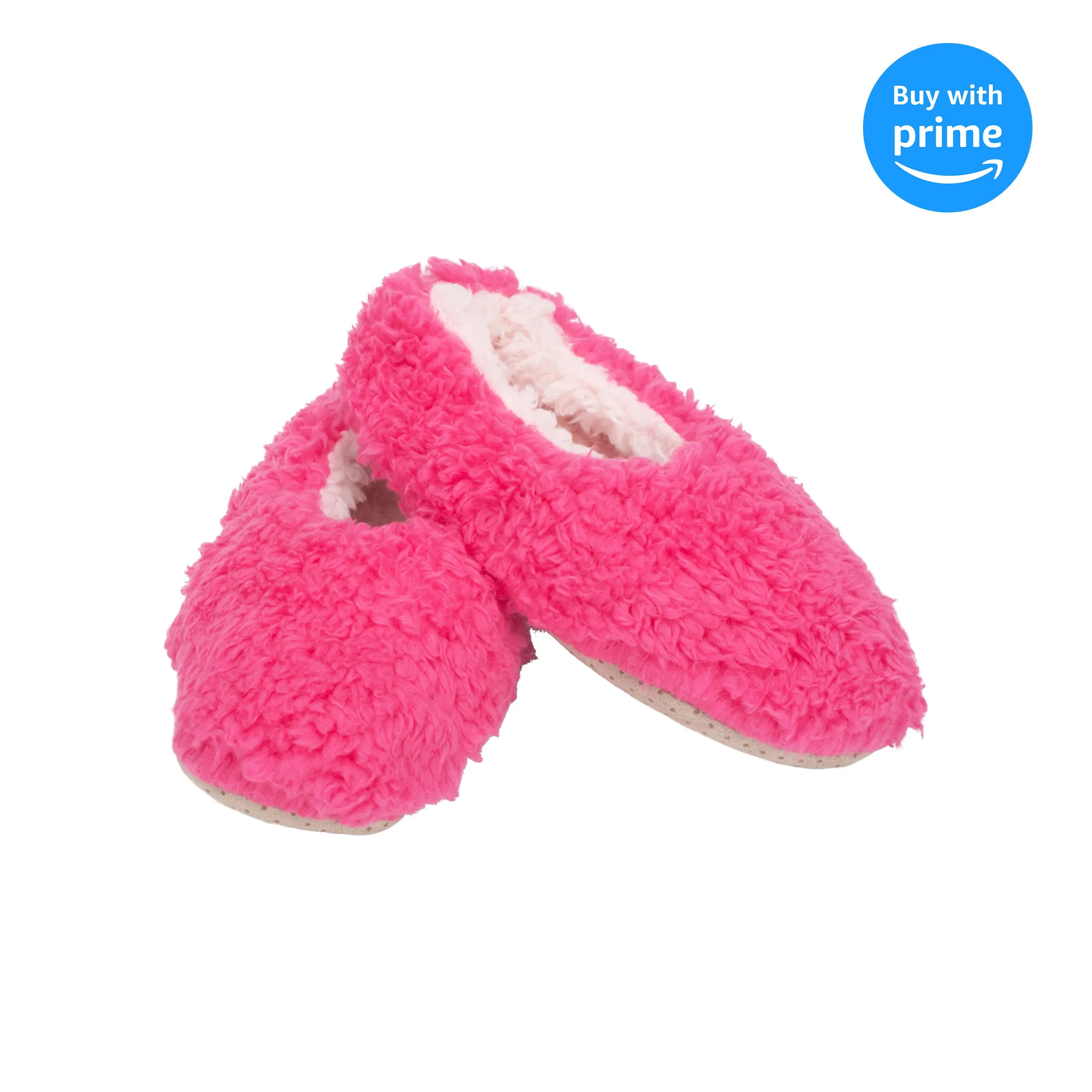 Hot Pink Two Tone Womens Plush Lined Cozy Non Slip Indoor Soft Slippers - Large