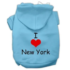 I Love New York Screen Print Pet Hoodies Baby Blue Size XL (16)