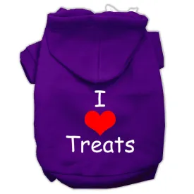 I Love Treats Screen Print Pet Hoodies Purple Size Med (12)