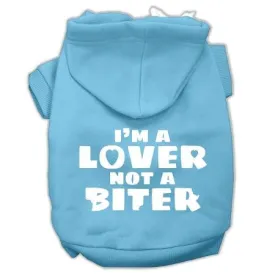 I'm a Lover not a Biter Screen Printed Dog Pet Hoodies Baby Blue Size XXXL (20)