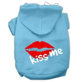 Kiss Me Screen Print Pet Hoodies Baby Blue Size Med (12)