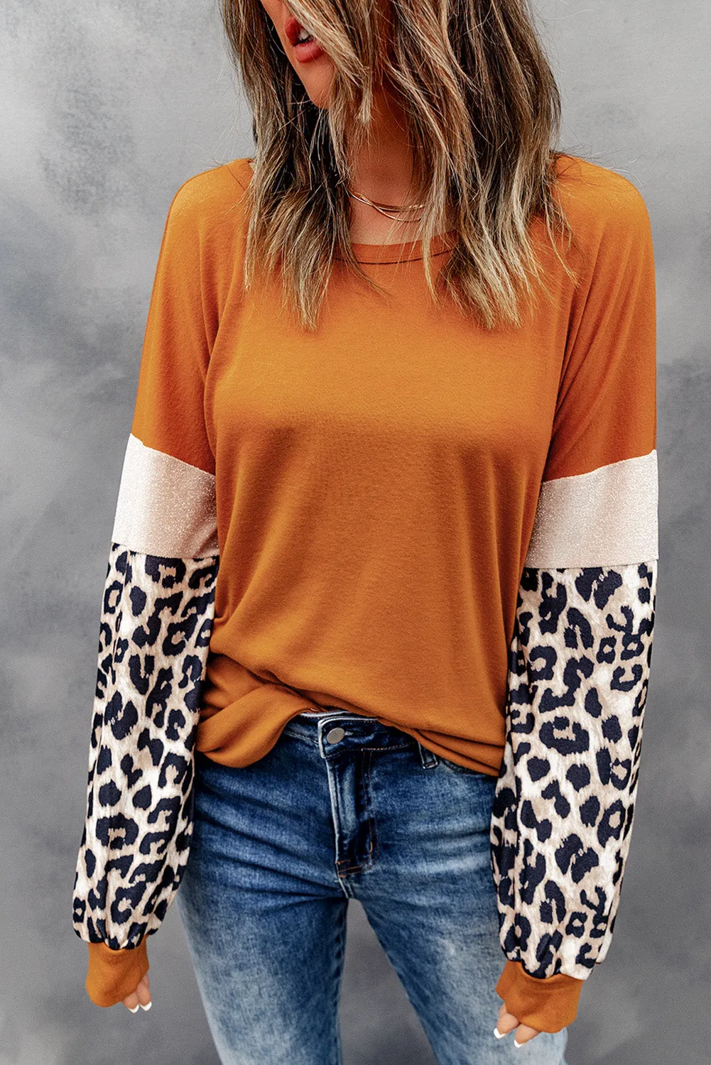 Leopard Patchwork Long Sleeve Top