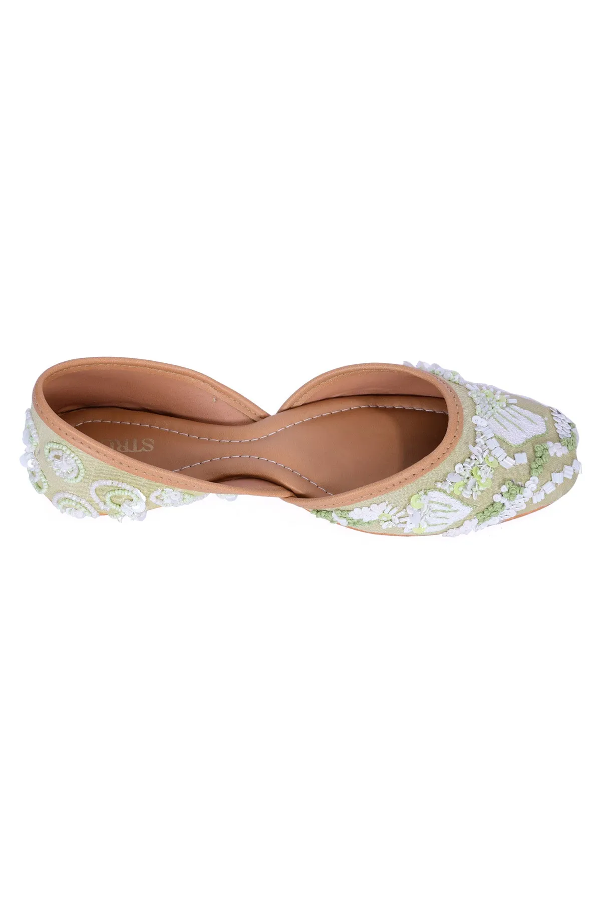 Light Green Embroidered Jutti