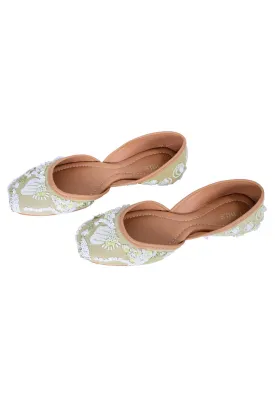 Light Green Embroidered Jutti