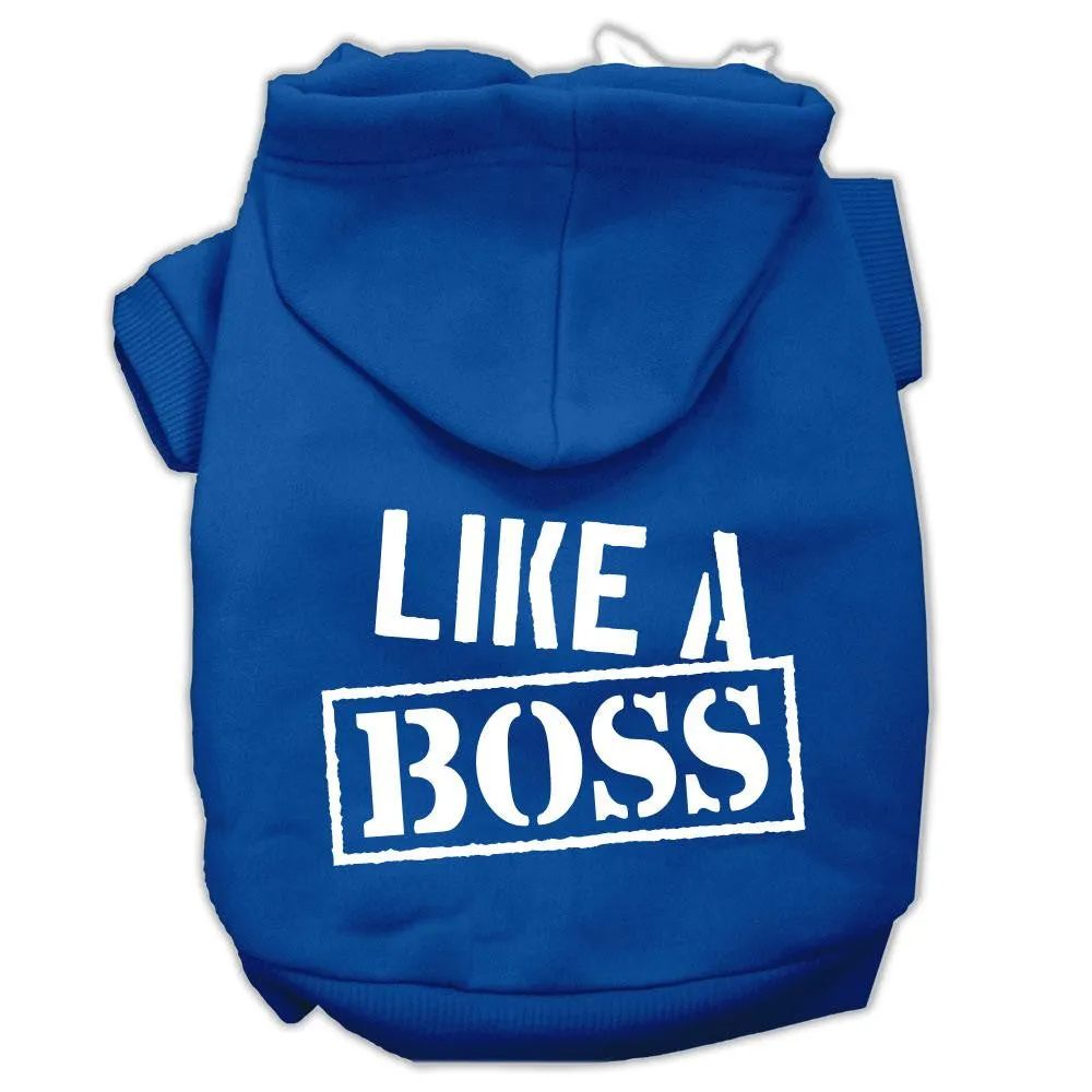 Like A Boss Screen Print Pet Hoodies Blue Size Sm (10)