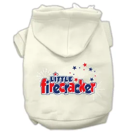 Little Firecracker Screen Print Pet Hoodies Cream Size M (12)