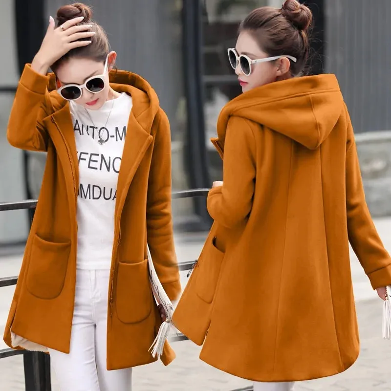 Long Hooded Fleece Coats