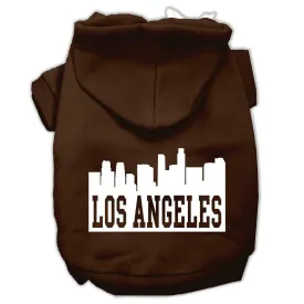 Los Angeles Skyline Screen Print Pet Hoodies Brown Size Med (12)