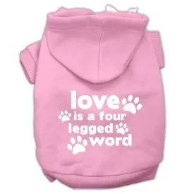 Love is a Four Leg Word Screen Print Pet Hoodies Light Pink Size XXXL (20)