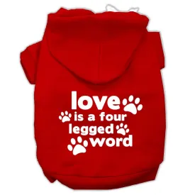 Love is a Four Leg Word Screen Print Pet Hoodies Red Size Med (12)