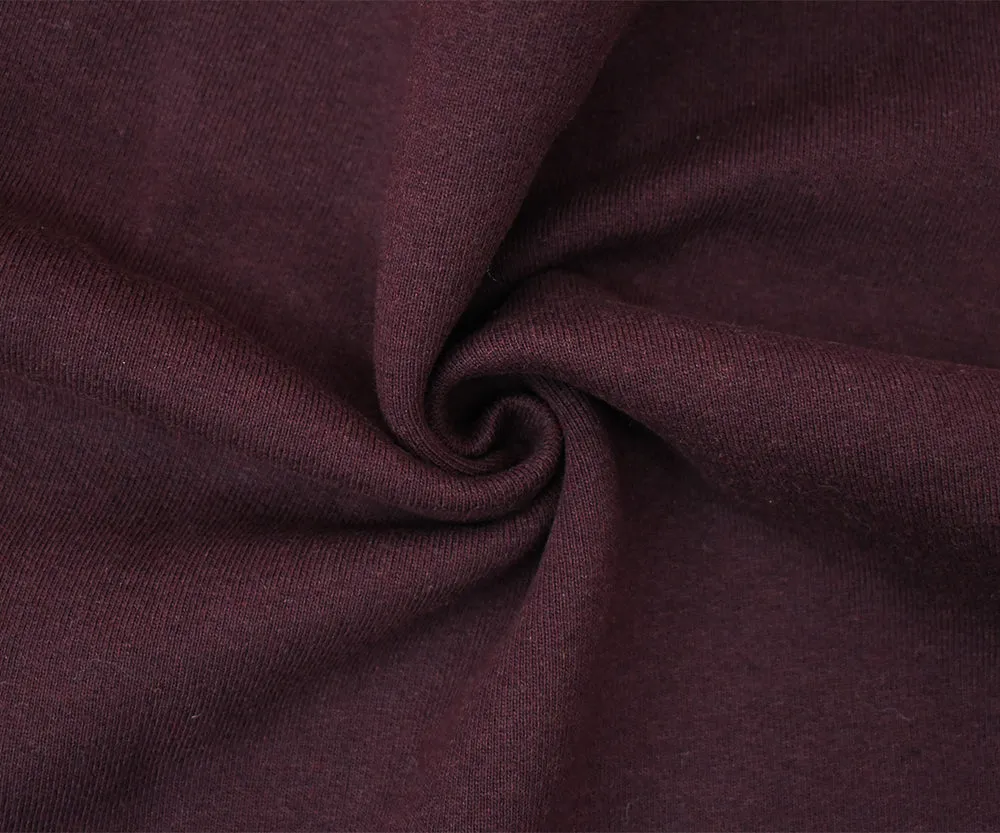 Maroon Red Cotton Wool Stretch Spandex Sweatshirt Fleece Knit Fabric