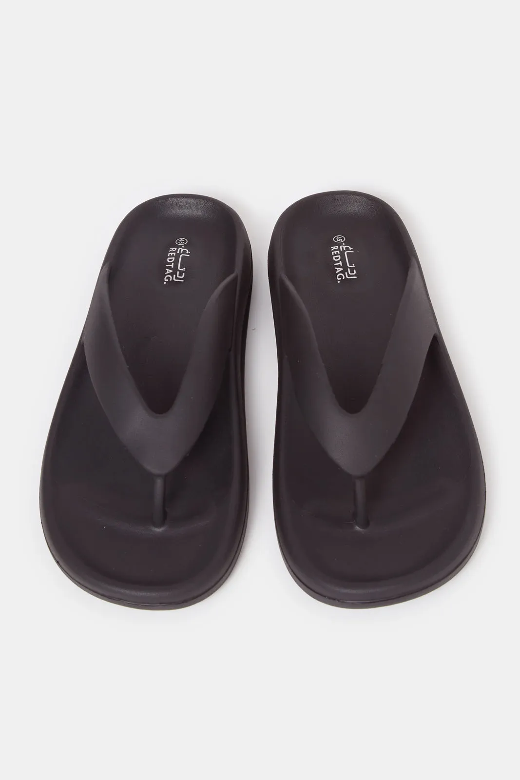 Men Black Molded Toe Slippers