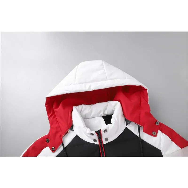 Men Winter Fleece Windproof Hooded Parkas Jacket