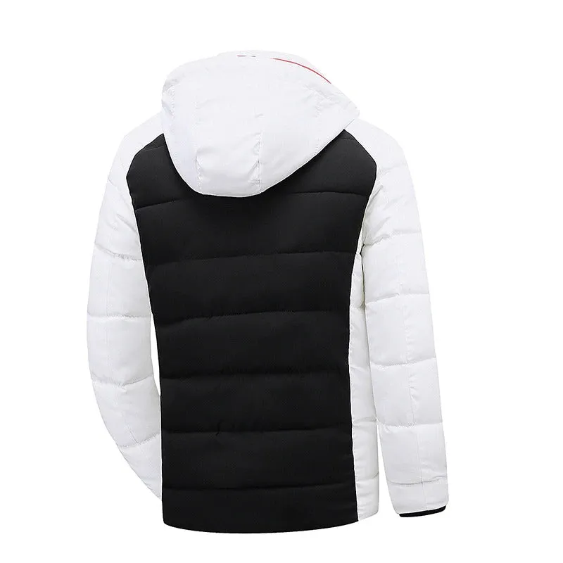 Men Winter Fleece Windproof Hooded Parkas Jacket