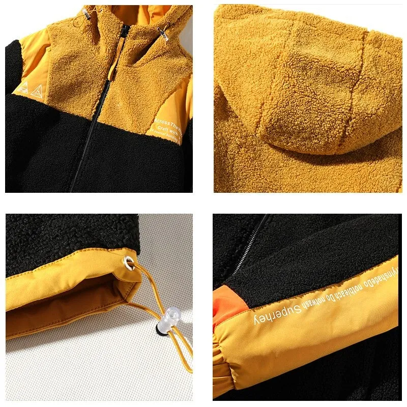 Men's Casual Windproof Fleece Hooded Jacket