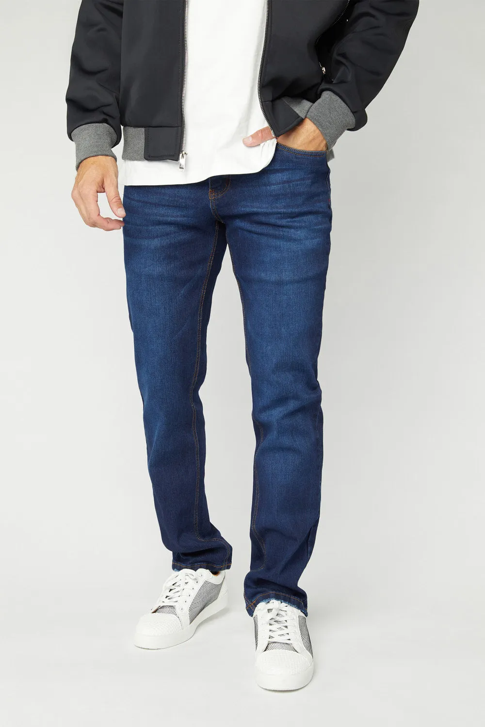 Men's Dark Blue Slim Boot-Cut Stretch Jeans Pax | PDJ7671