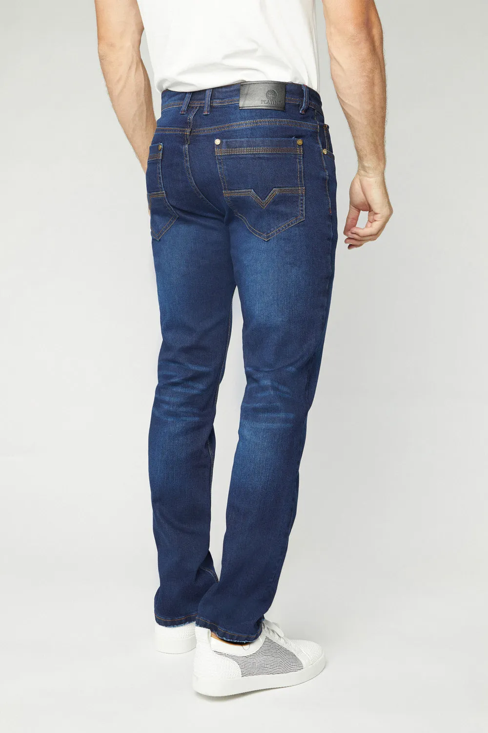 Men's Dark Blue Slim Boot-Cut Stretch Jeans Pax | PDJ7671