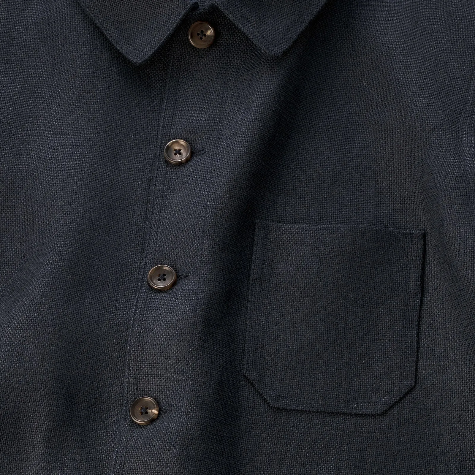 Navy Blue Heavy Linen Utility Jacket