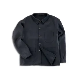 Navy Blue Heavy Linen Utility Jacket