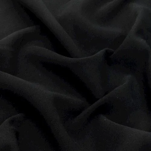 Night Black Wool Momie Double Woven Jacketing Fabric