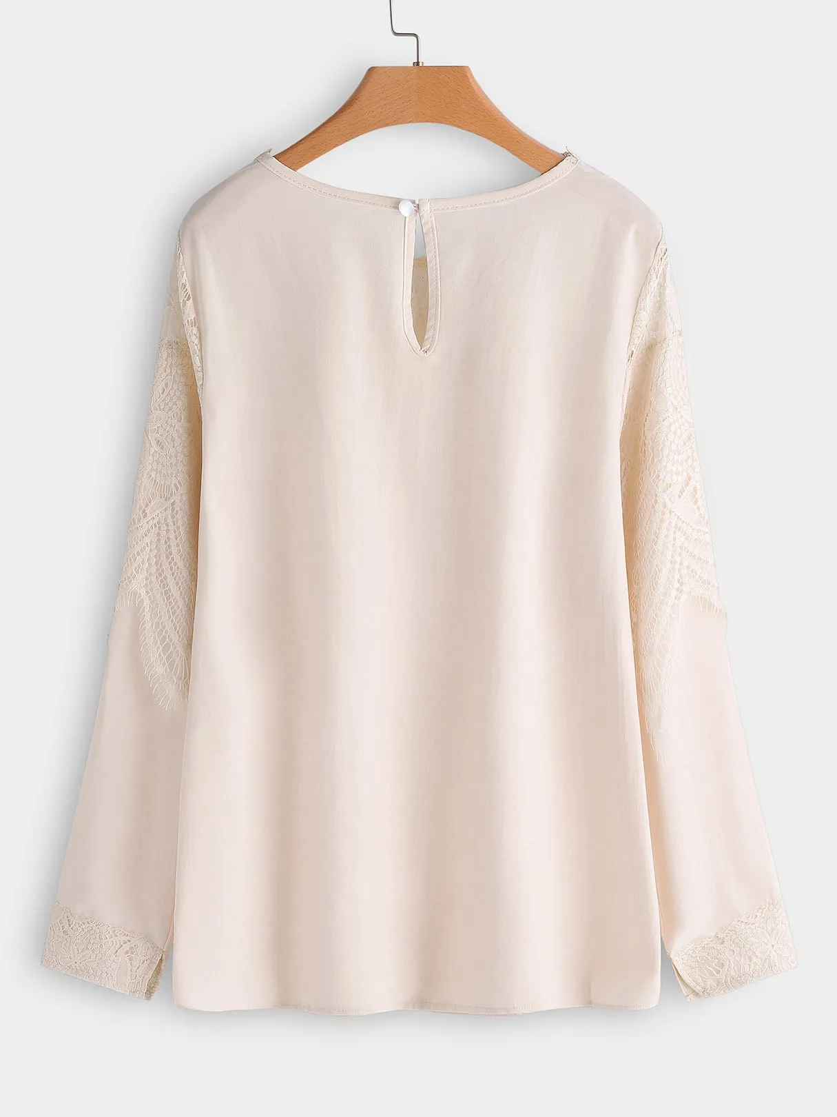 OEM ODM Crew Neck Plain Lace Long Sleeve Blouses