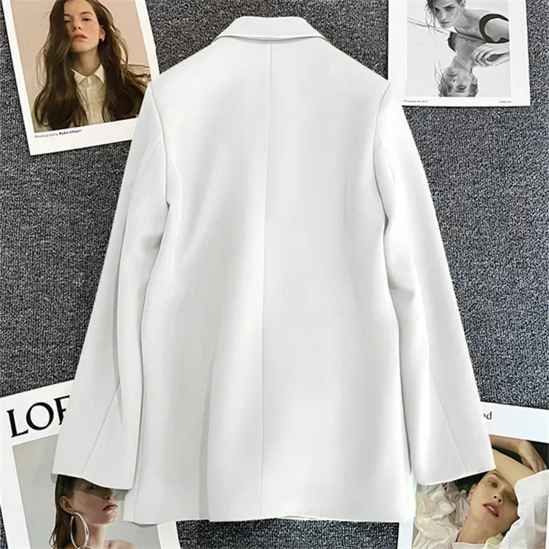 Office Blazers For Women 2025 Casual Fashion Long Sleeve New White Black Single Button Jackets Coats Blazer