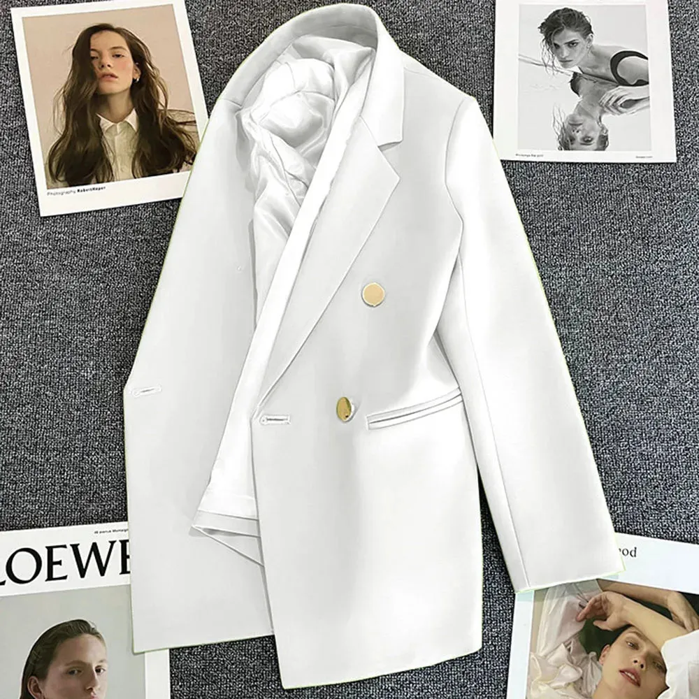 Office Blazers For Women 2025 Casual Fashion Long Sleeve New White Black Single Button Jackets Coats Blazer