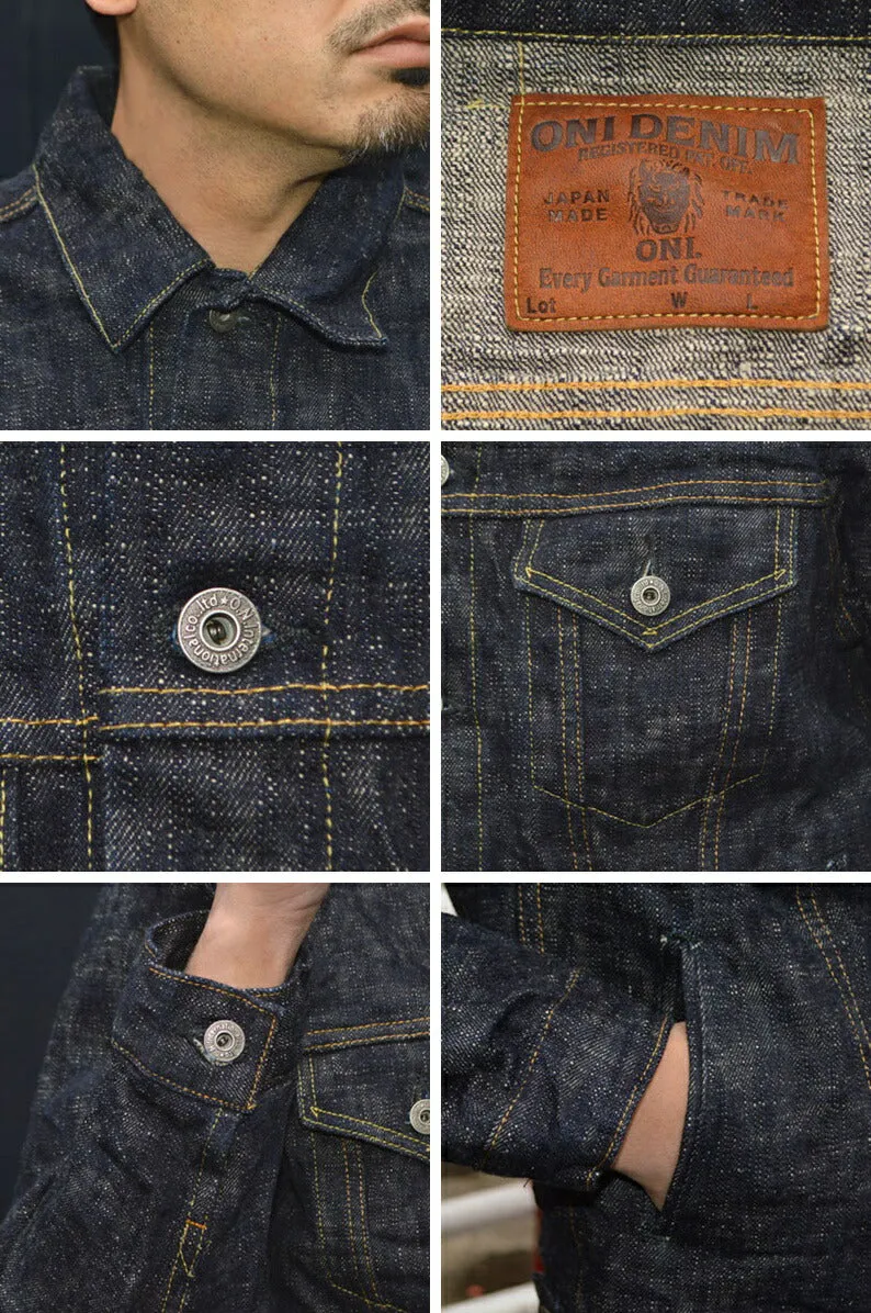 ONI DENIM "02527P-ONI Kasuri" 17oz ONI Kasuri Denim Warm Pocket Type3 Jacket